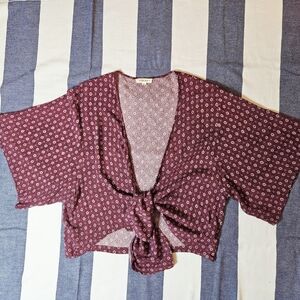 Cotton Candy LA Rayon Printed Cropped Kimono Top Large